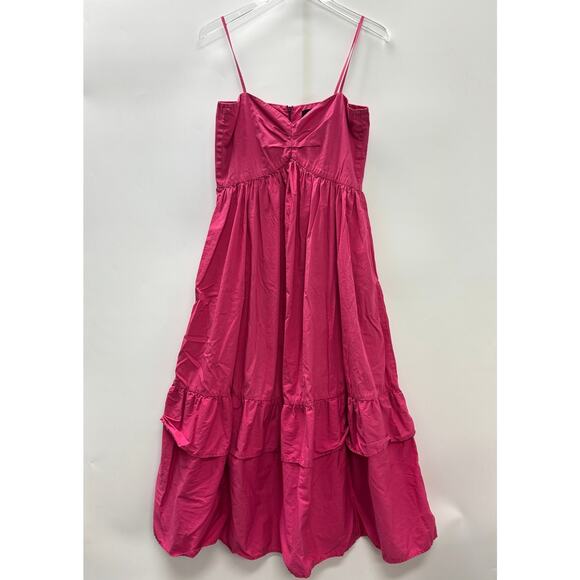 Toit Volant Bandeau Tier Ruffle Dress in Popstar Fuschia Sz XS/S - Picture 2 of 10